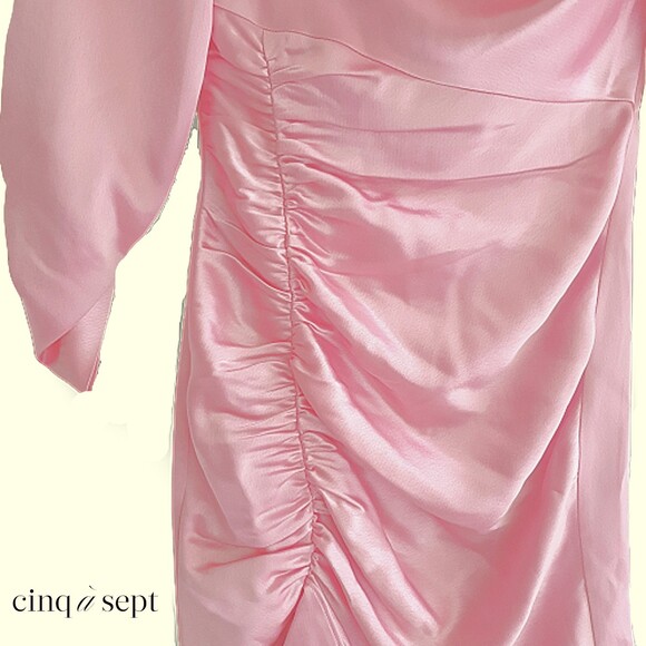 Cinq a Sept NEW Old Money NATALIA Smooth Satin Ruche/Drape Pleats Mini Dress 0 - Picture 8 of 12